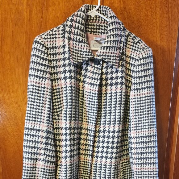 Women's Size 14 J.G. Hook Cream/Gray/Pink Wool Blend Full Length Coat - Picture 1 of 11